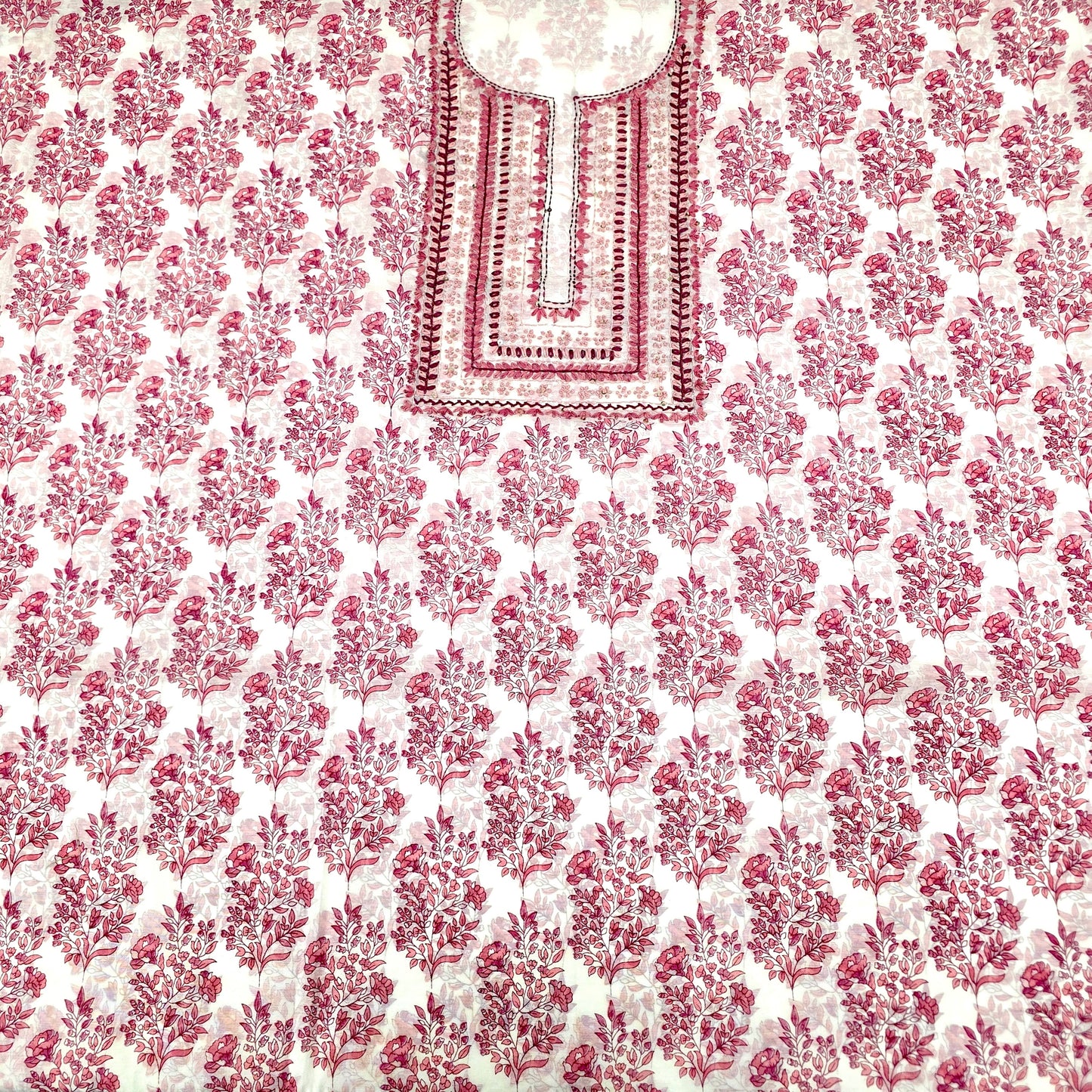 Javer Chanderi Silk Floral French Knots Dress Material for Women