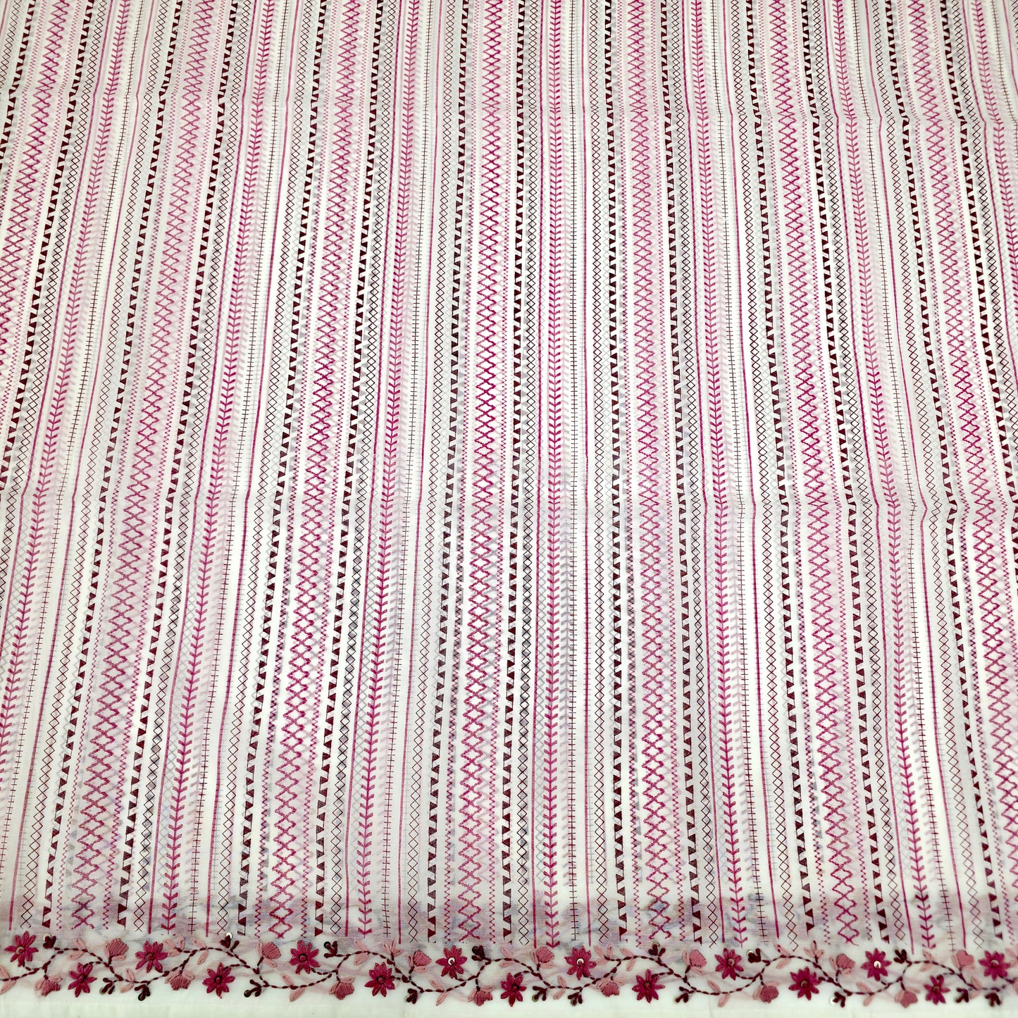 Javer Chanderi Silk Floral French Knots Dress Material for Women