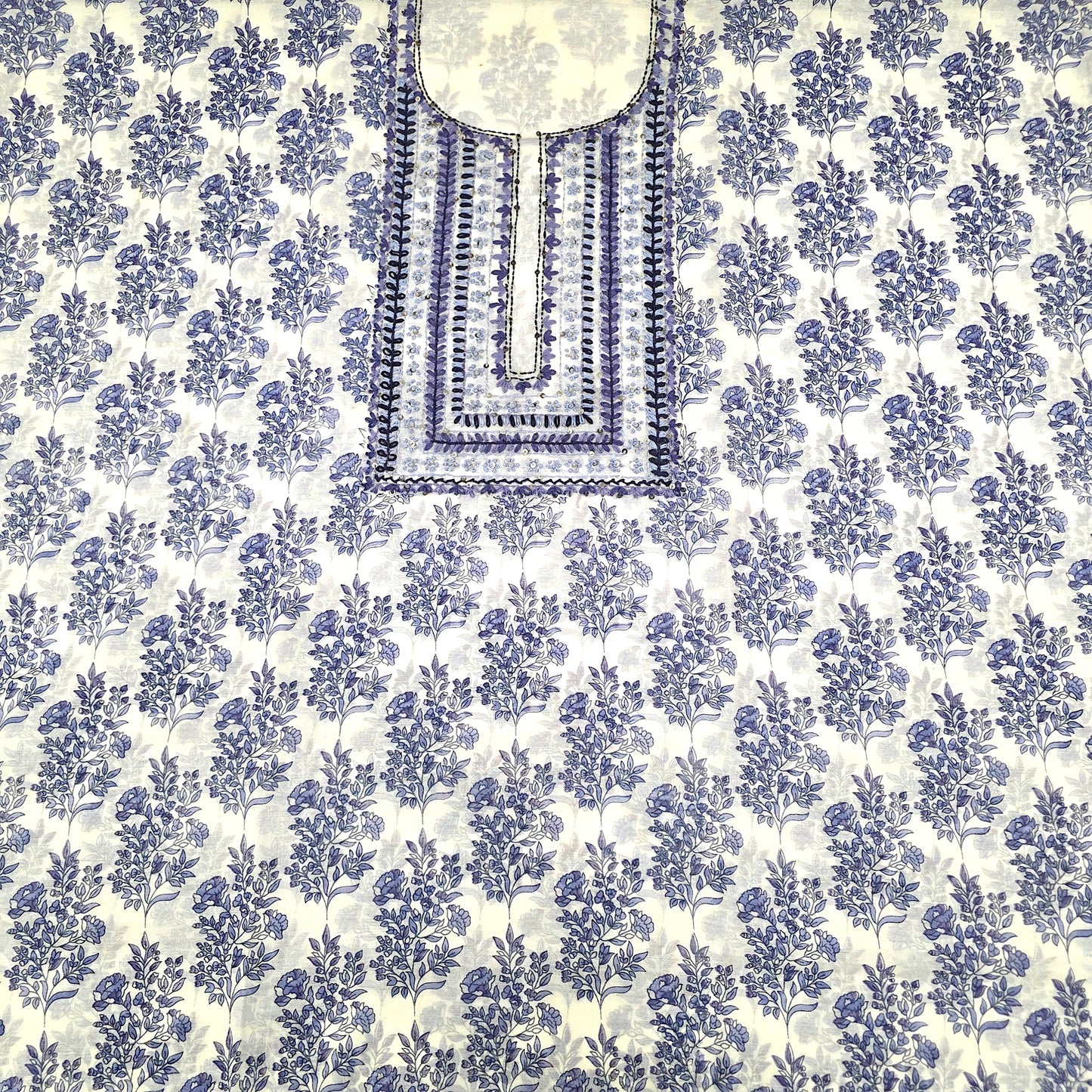 Javer Chanderi Silk Floral French Knots Dress Material for Women