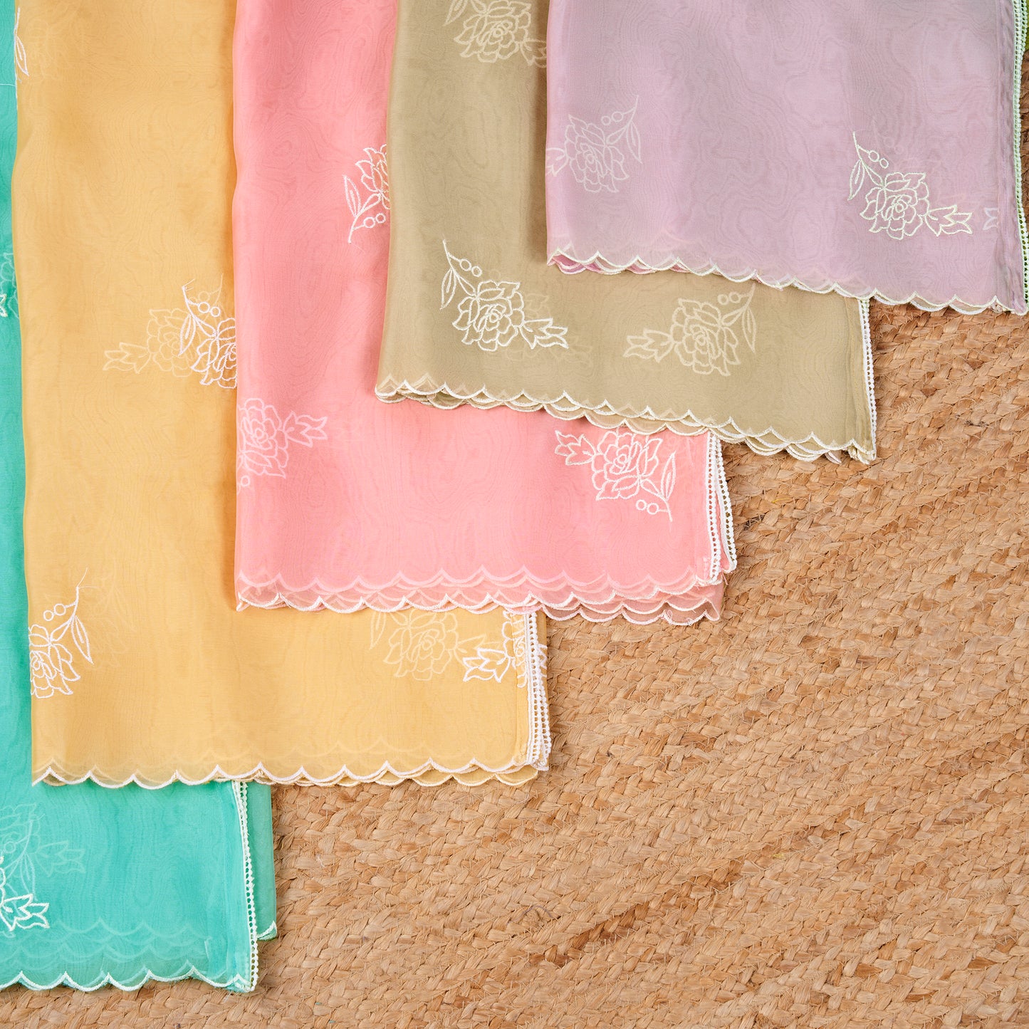 Javer Unstitched Dress Material for Women - Organza Floral Thread Work