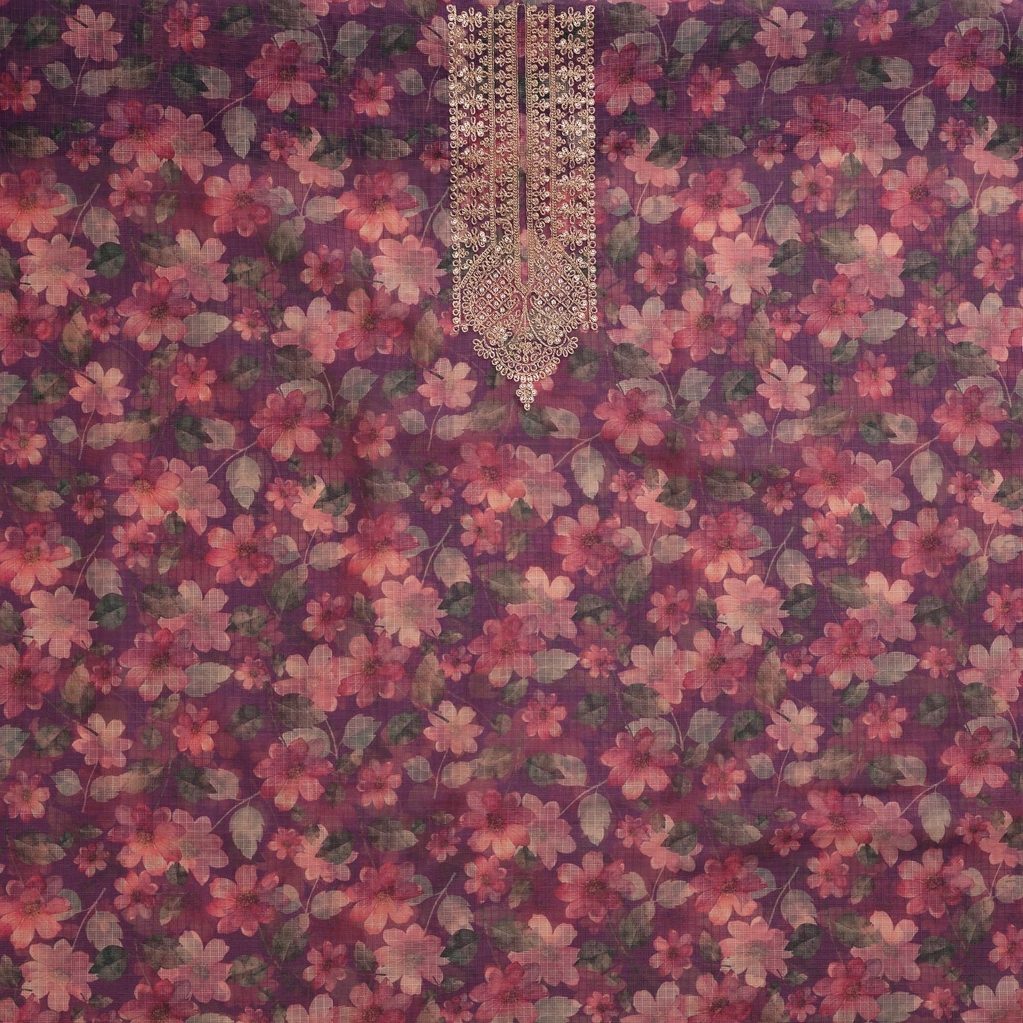 Javer Kota Silk Zari Work & Banarasi Weaving Floral Print Unstitched Suit Set for Women