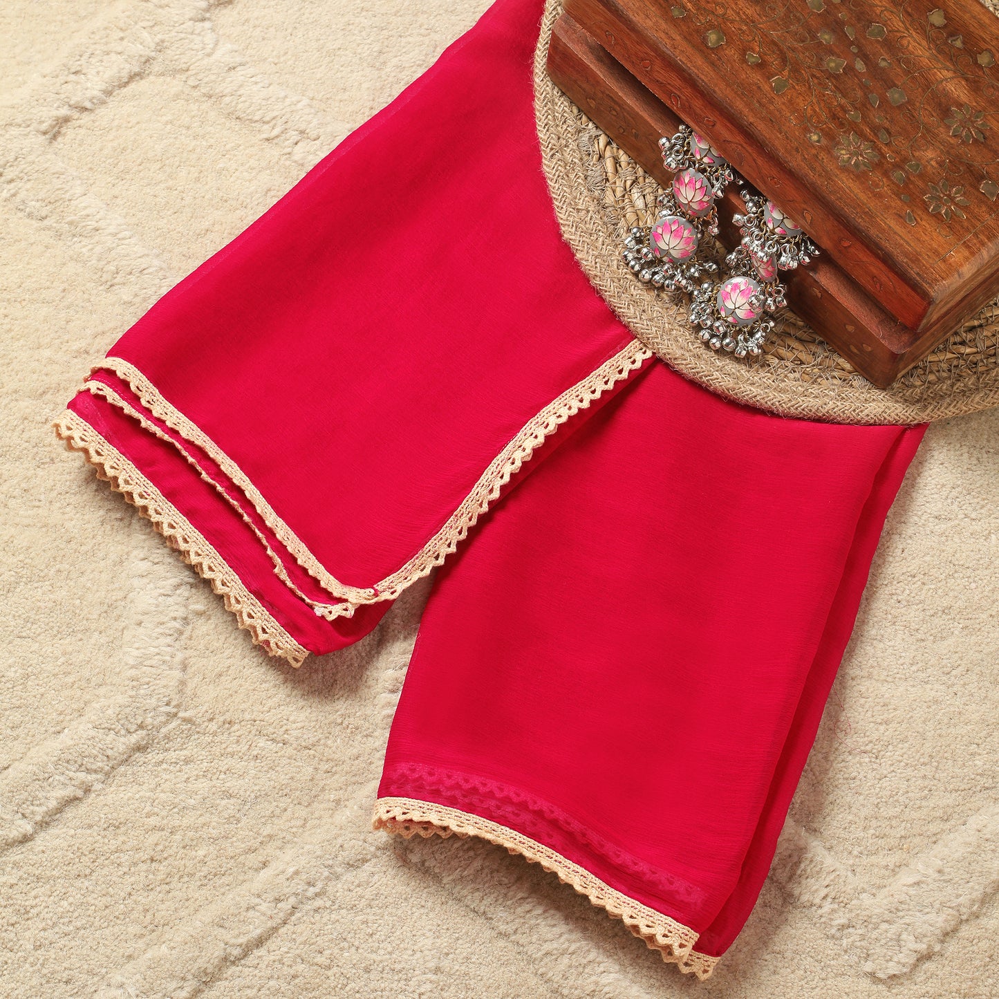 Javer Unstitched Suit Set for Women - Muslin Ajrak print with Mirror work