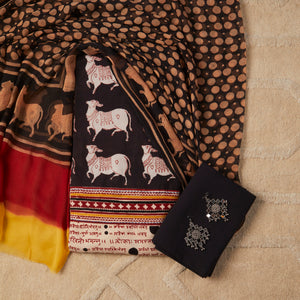 - Javer Block Print Cotton Unstitched Dress Material for Women