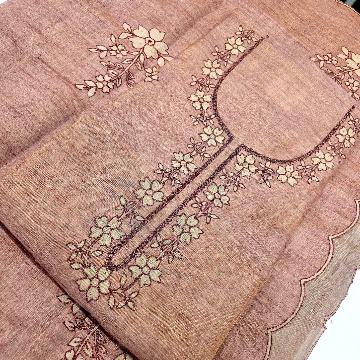Javer Tissue Silk Applique Dress Material for Women