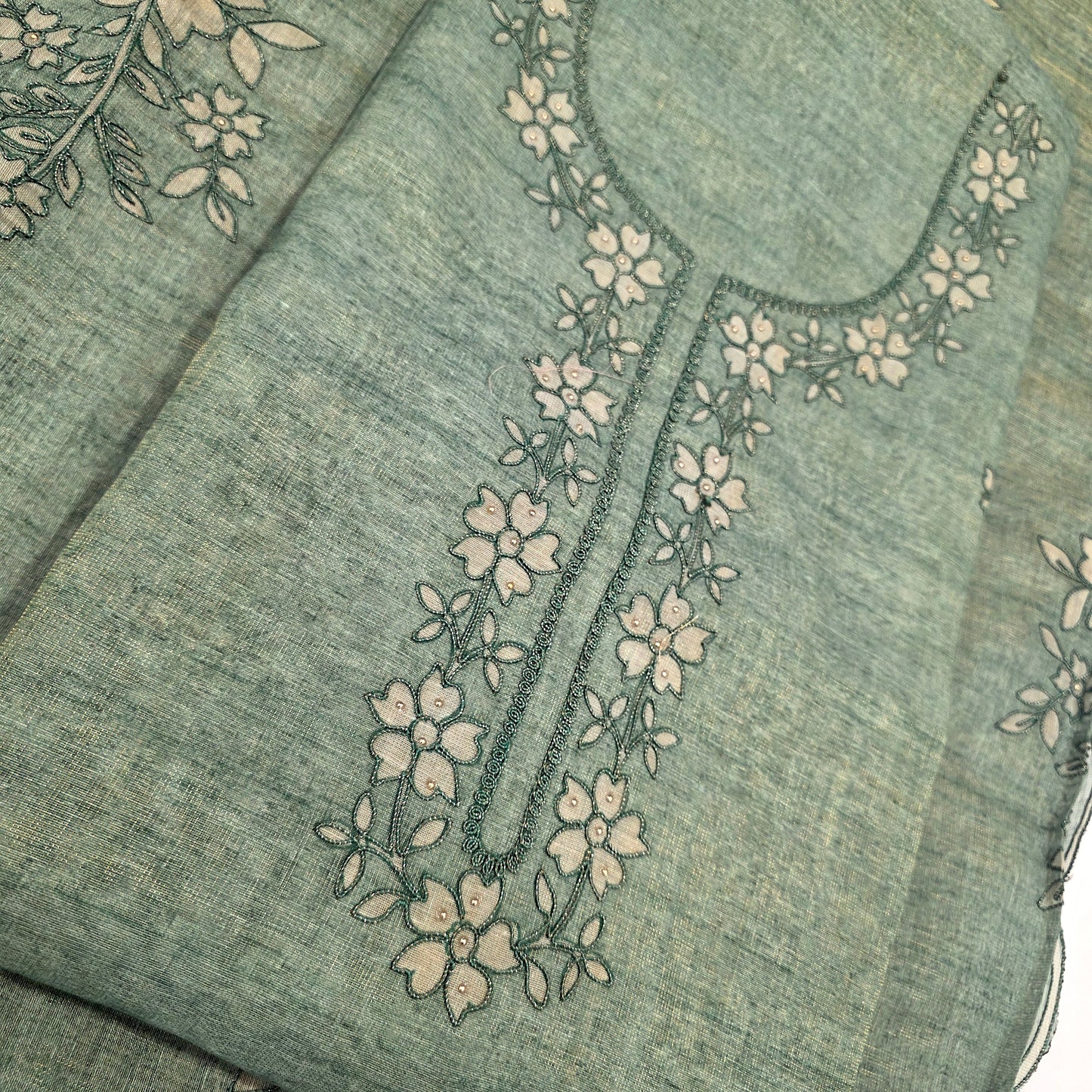 Javer Tissue Silk Applique Dress Material for Women