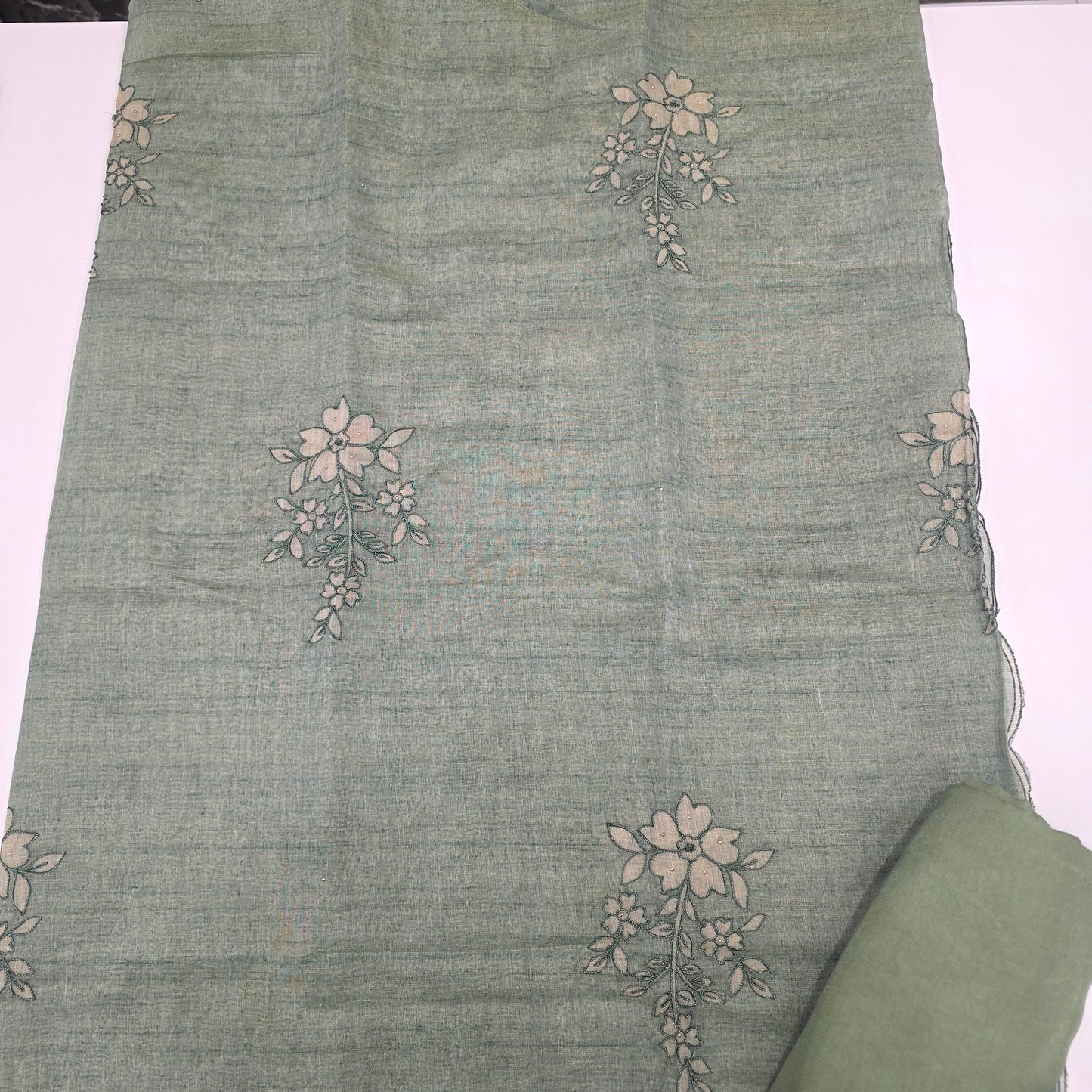 Javer Tissue Silk Applique Dress Material for Women