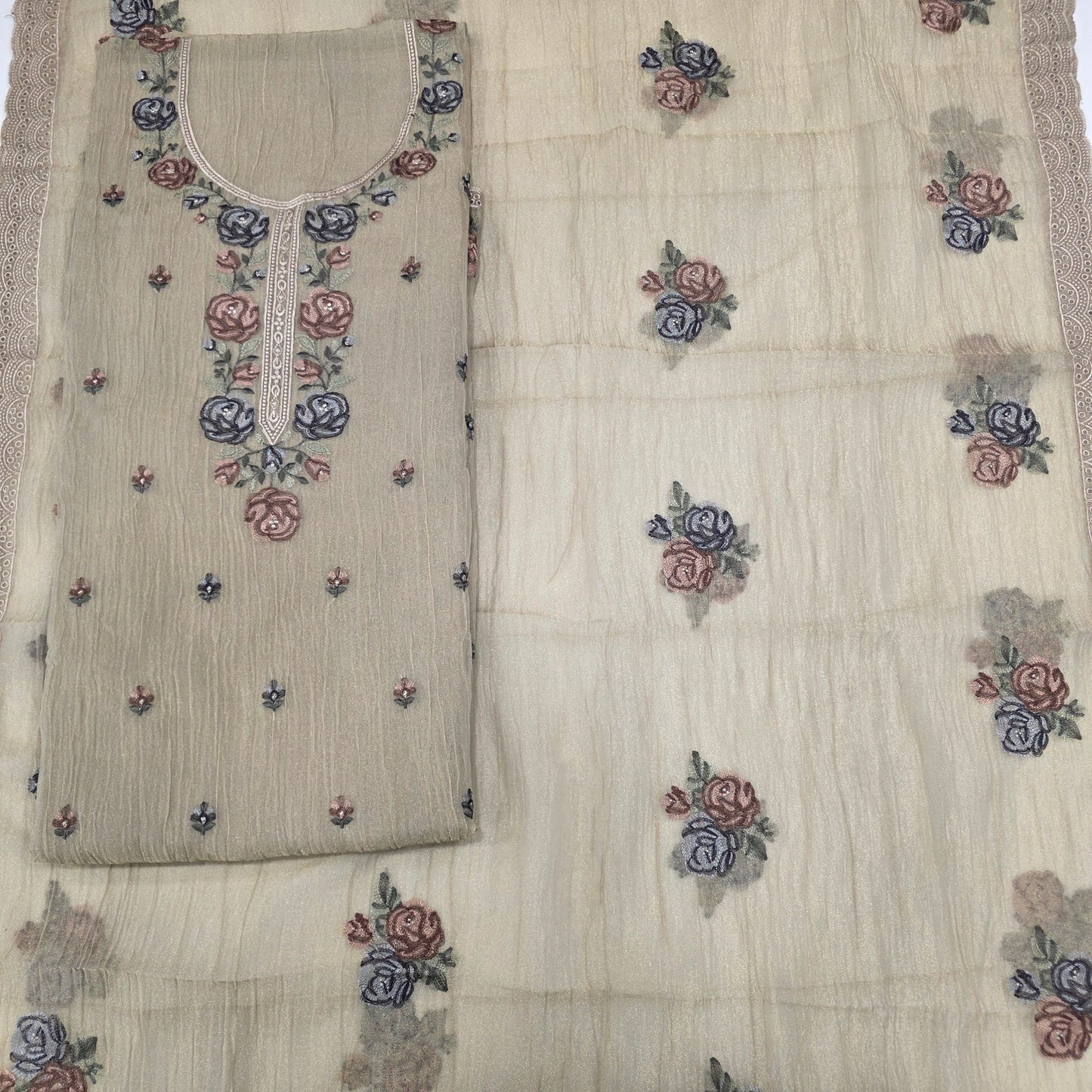 Javer Tissue Silk Thread Work Dress Material for Women