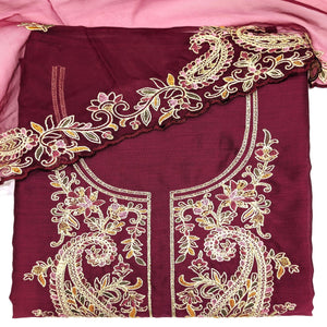 - Javer Unstitched Suit Set for Women - Chanderi Silk Zari thread work