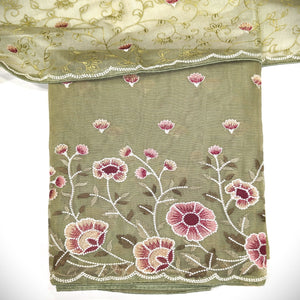 - Javer Unstitched Suit Set for Women - Kota Silk Floral Embroidery