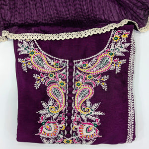 - Javer Unstitched Suit Set for Women - Chanderi Silk Zari thread work