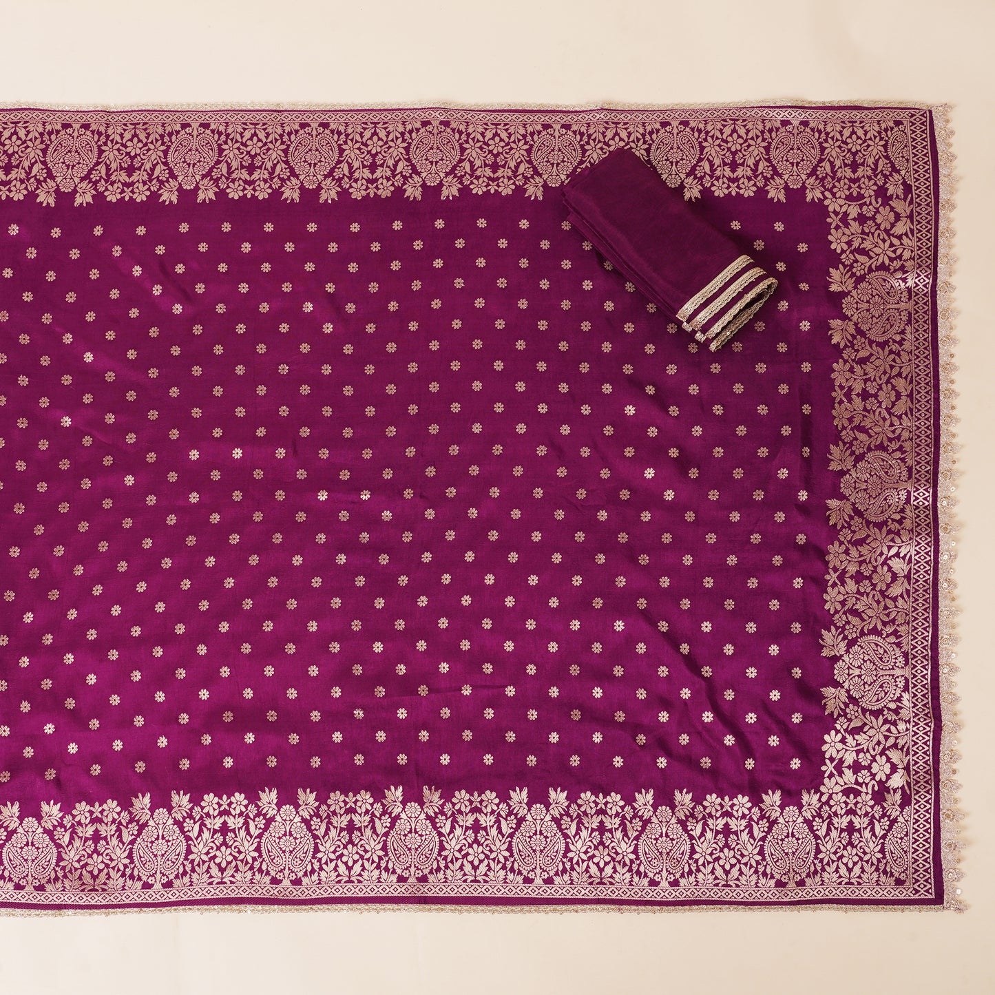 Javer Banarasi Silk Zardosi Work Unstitched Suit Set for Women