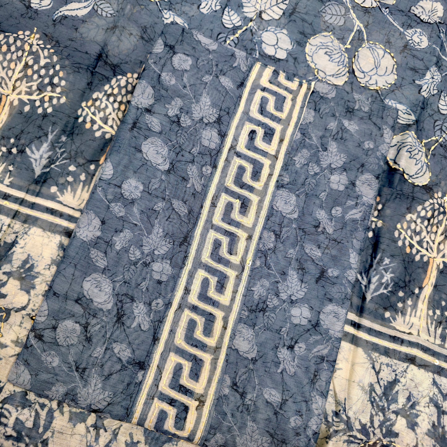 Javer Chanderi Silk Kantha Work Dress Material for Women
