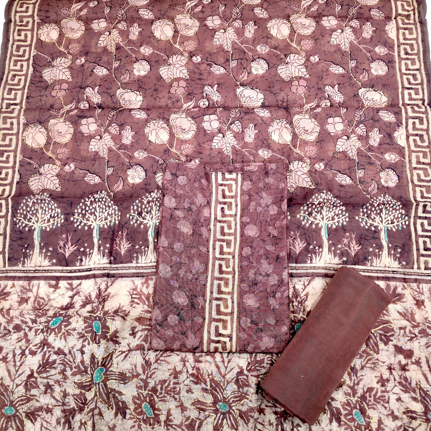 Javer Chanderi Silk Kantha Work Dress Material for Women