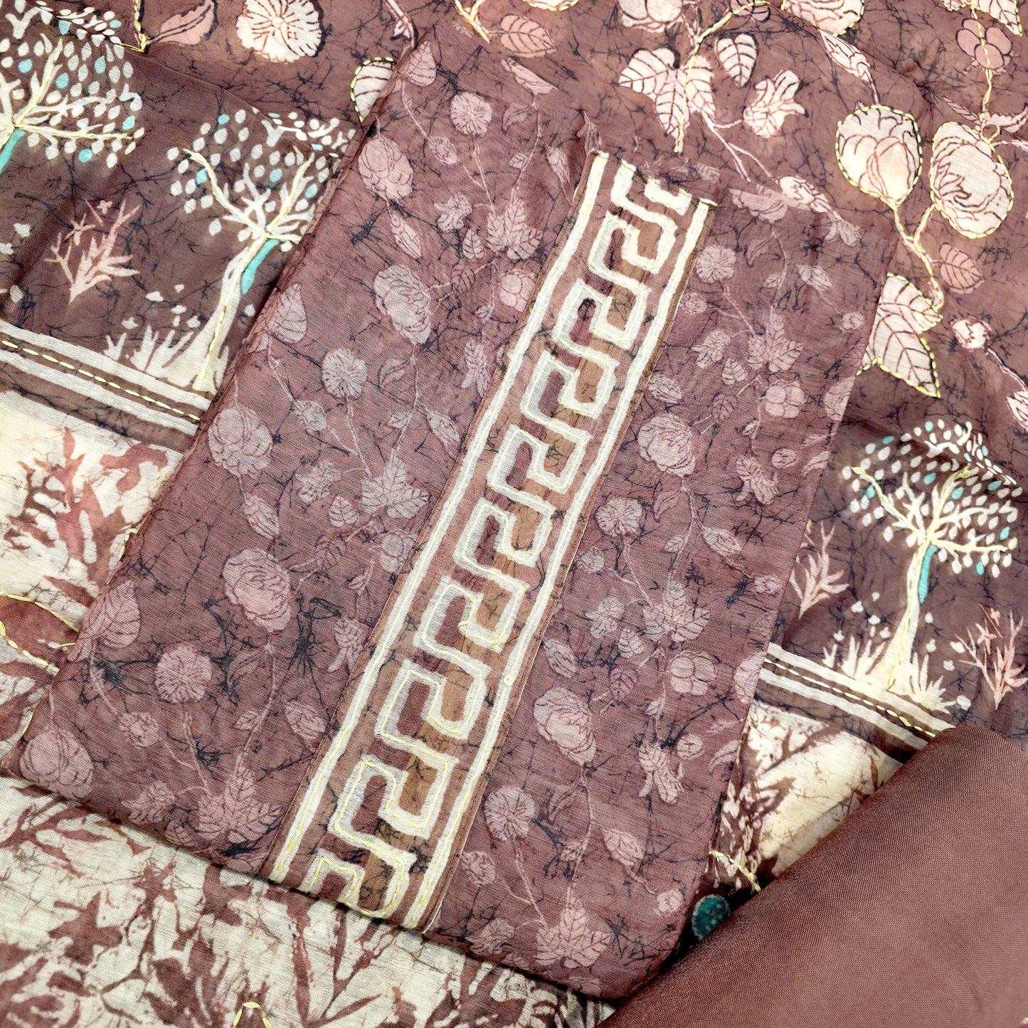 Javer Chanderi Silk Kantha Work Dress Material for Women