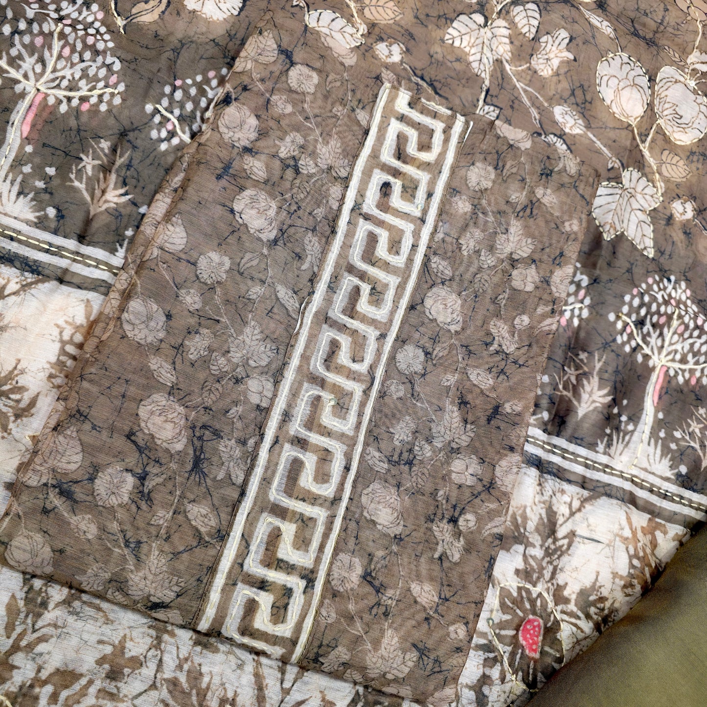 Javer Chanderi Silk Kantha Work Dress Material for Women