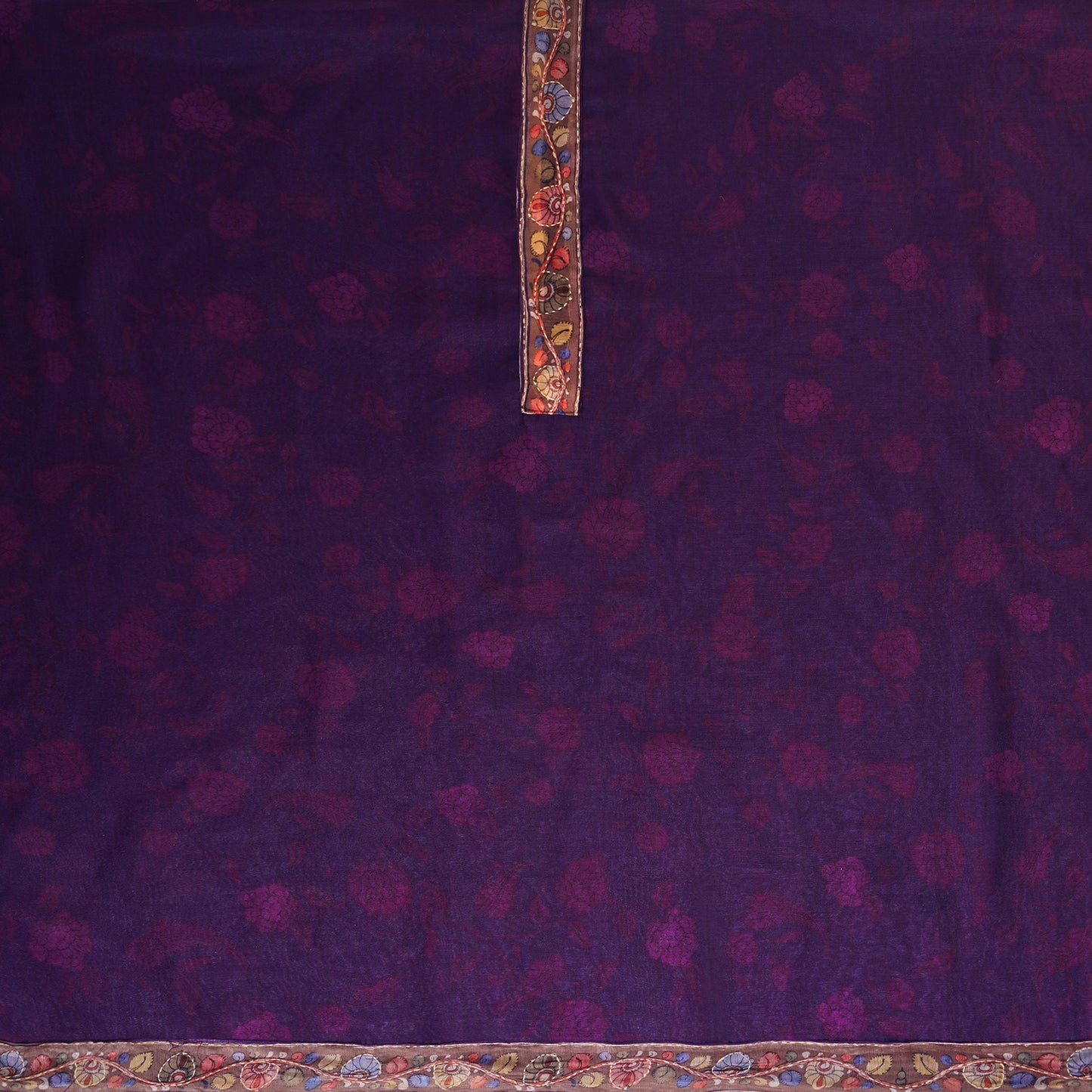 Chanderi Silk Kalamkari Print Kantha Work Unstitched Dress Material