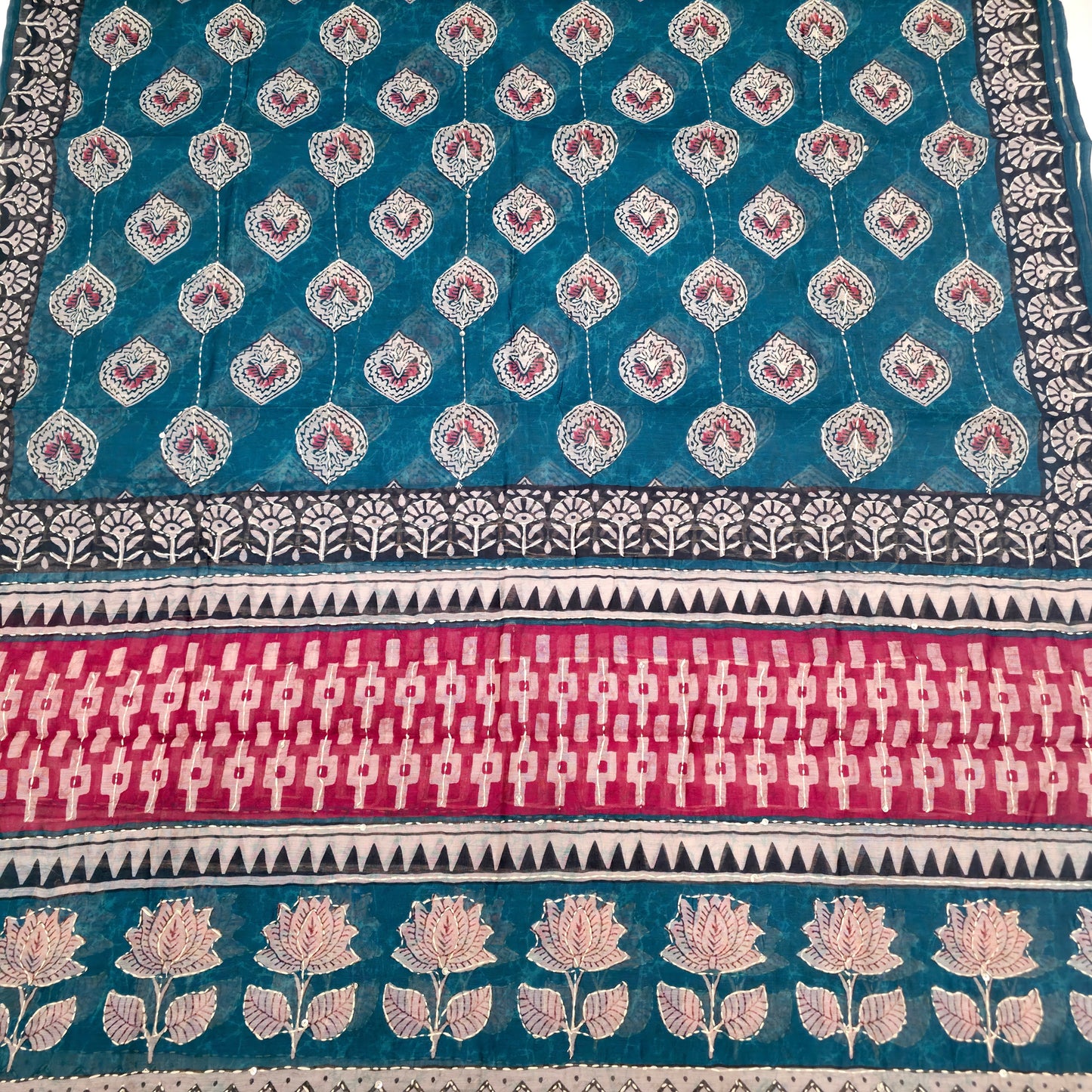Javer Chanderi Silk Kantha Work Dress Material for Women