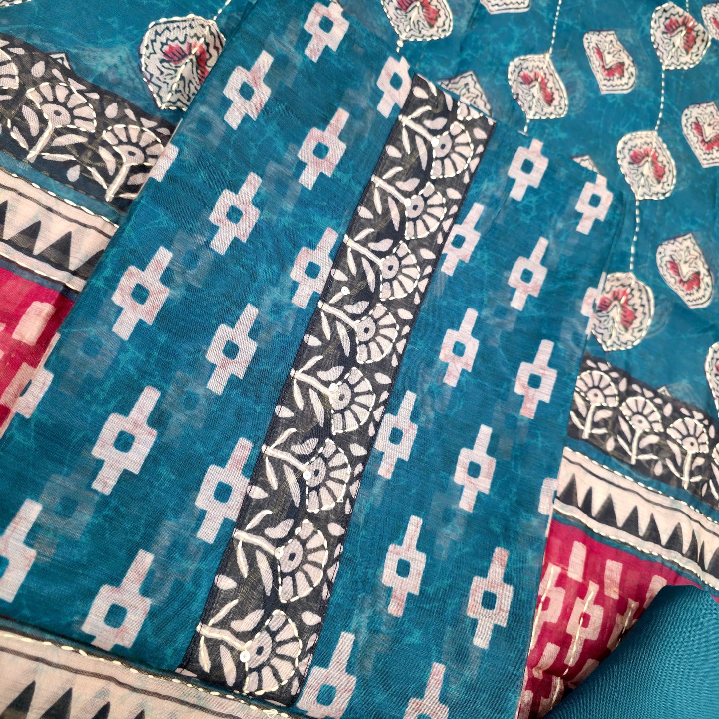 Javer Chanderi Silk Kantha Work Dress Material for Women