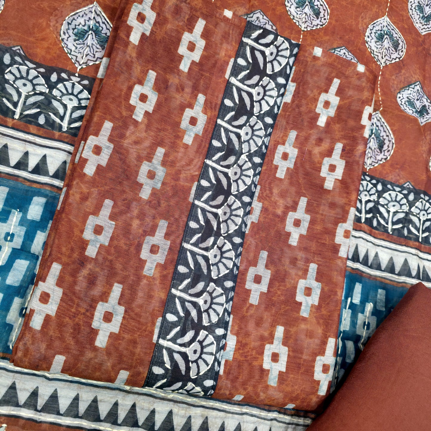 Javer Chanderi Silk Kantha Work Dress Material for Women