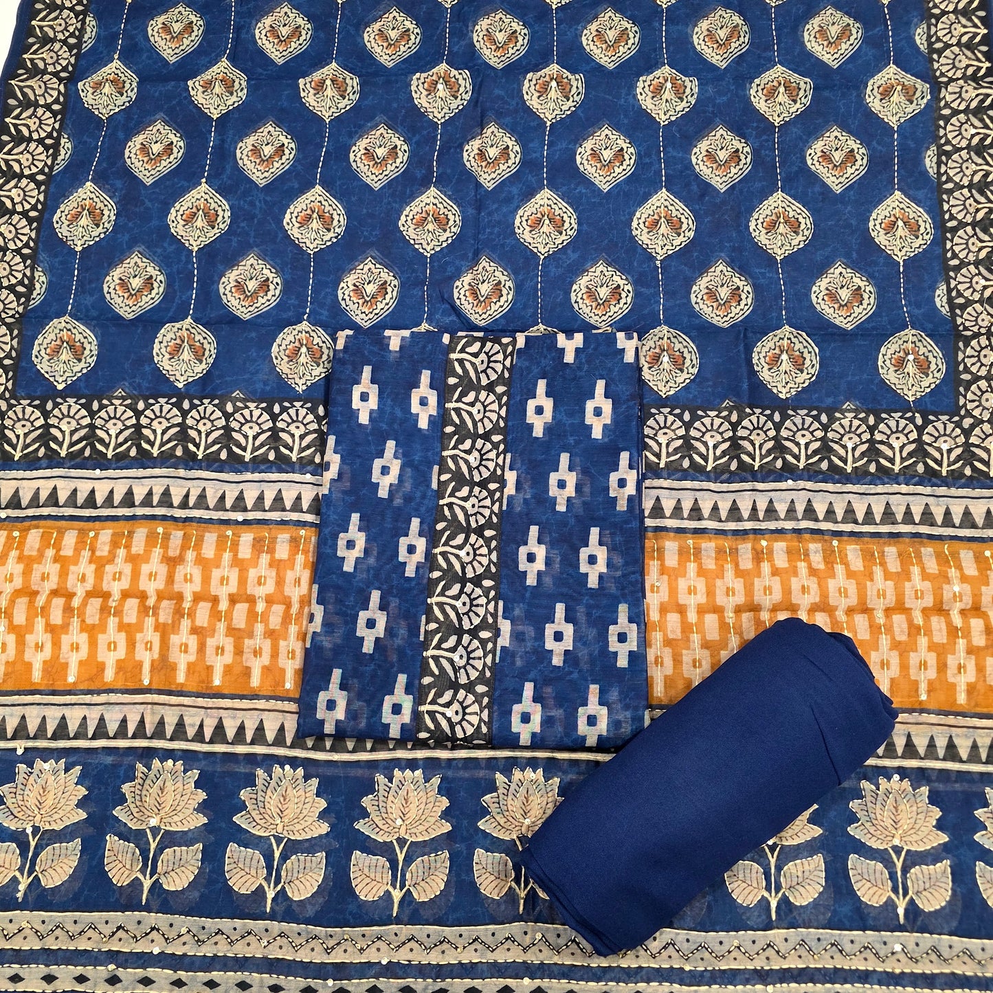 Javer Chanderi Silk Kantha Work Dress Material for Women