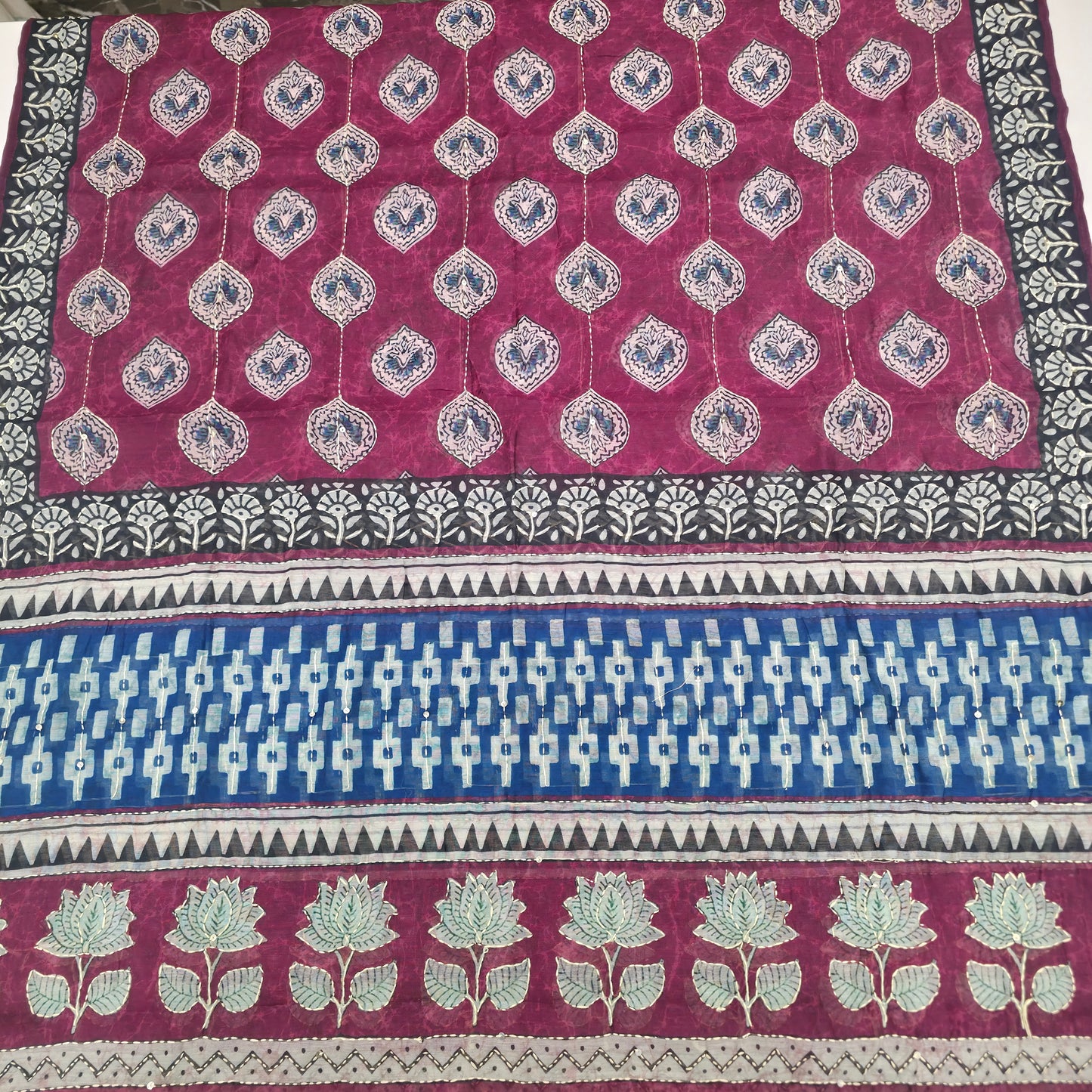 Javer Chanderi Silk Kantha Work Dress Material for Women