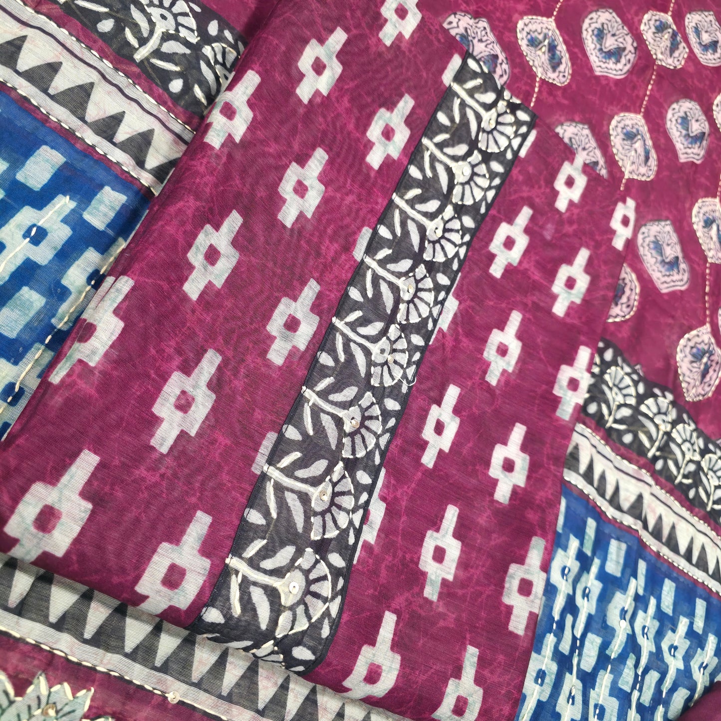 Javer Chanderi Silk Kantha Work Dress Material for Women