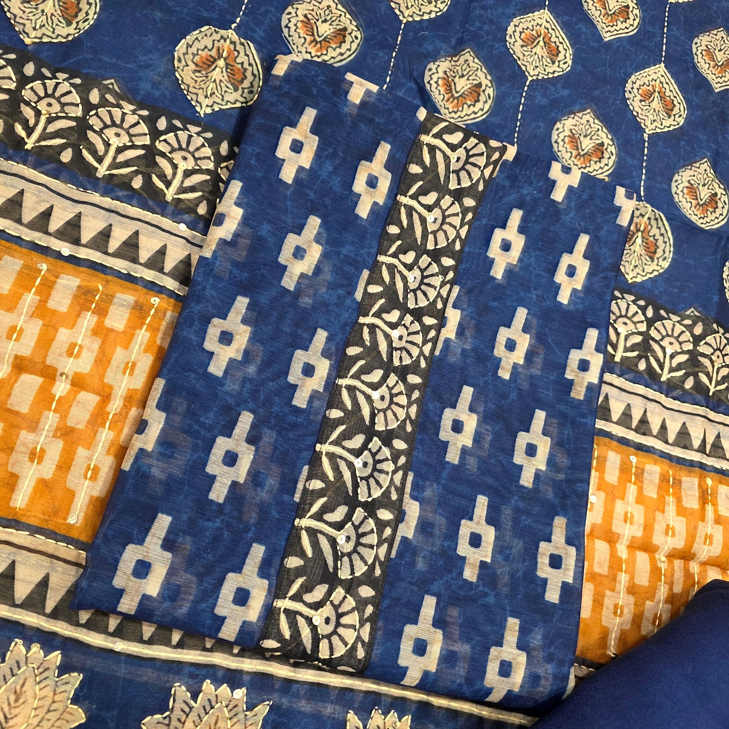 Javer Chanderi Silk Kantha Work Dress Material for Women