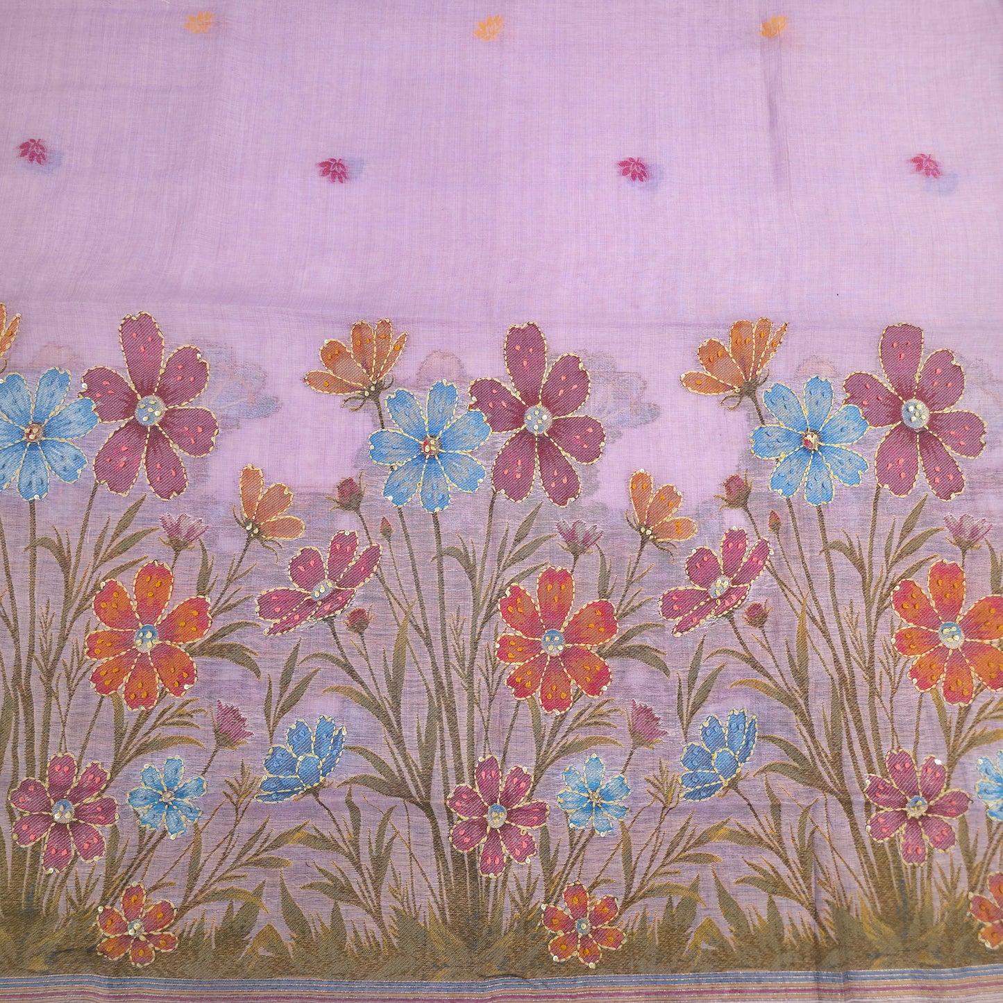 Javer Chanderi Silk Kantha Hand Work Dress Material for Women