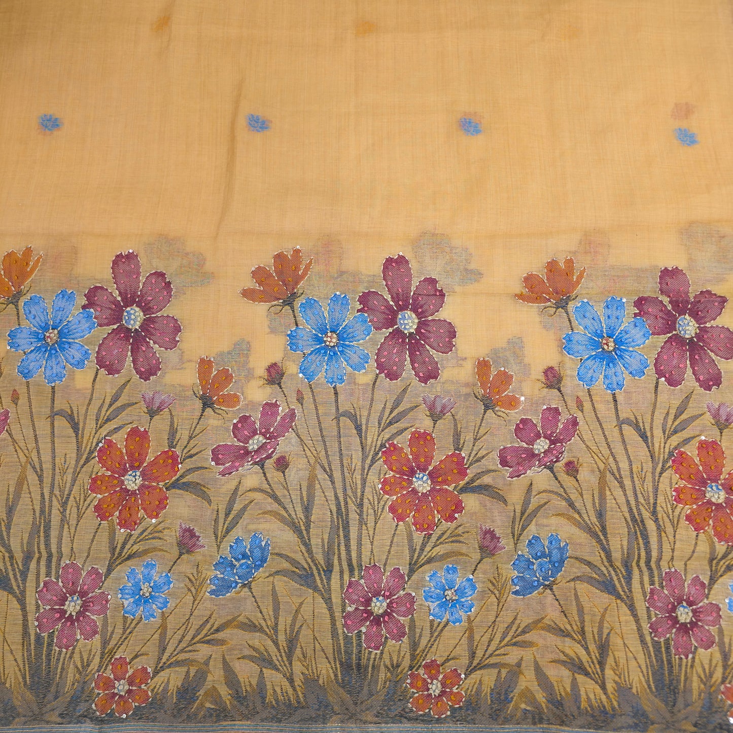 Javer Chanderi Silk Kantha Hand Work Dress Material for Women