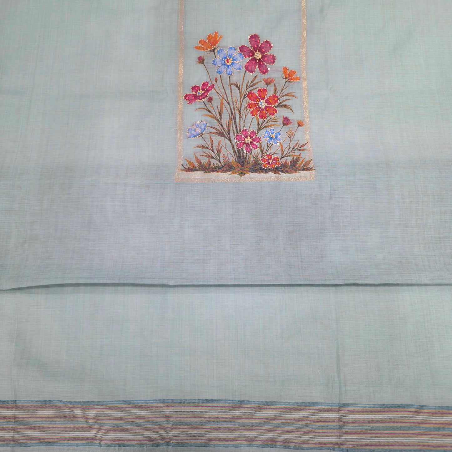Javer Chanderi Silk Kantha Hand Work Dress Material for Women