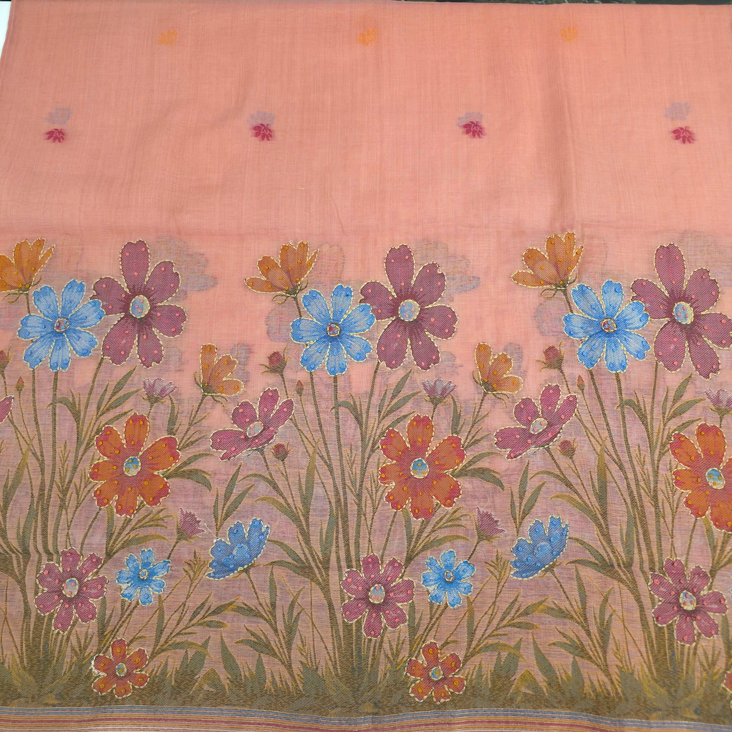 Javer Chanderi Silk Kantha Hand Work Dress Material for Women