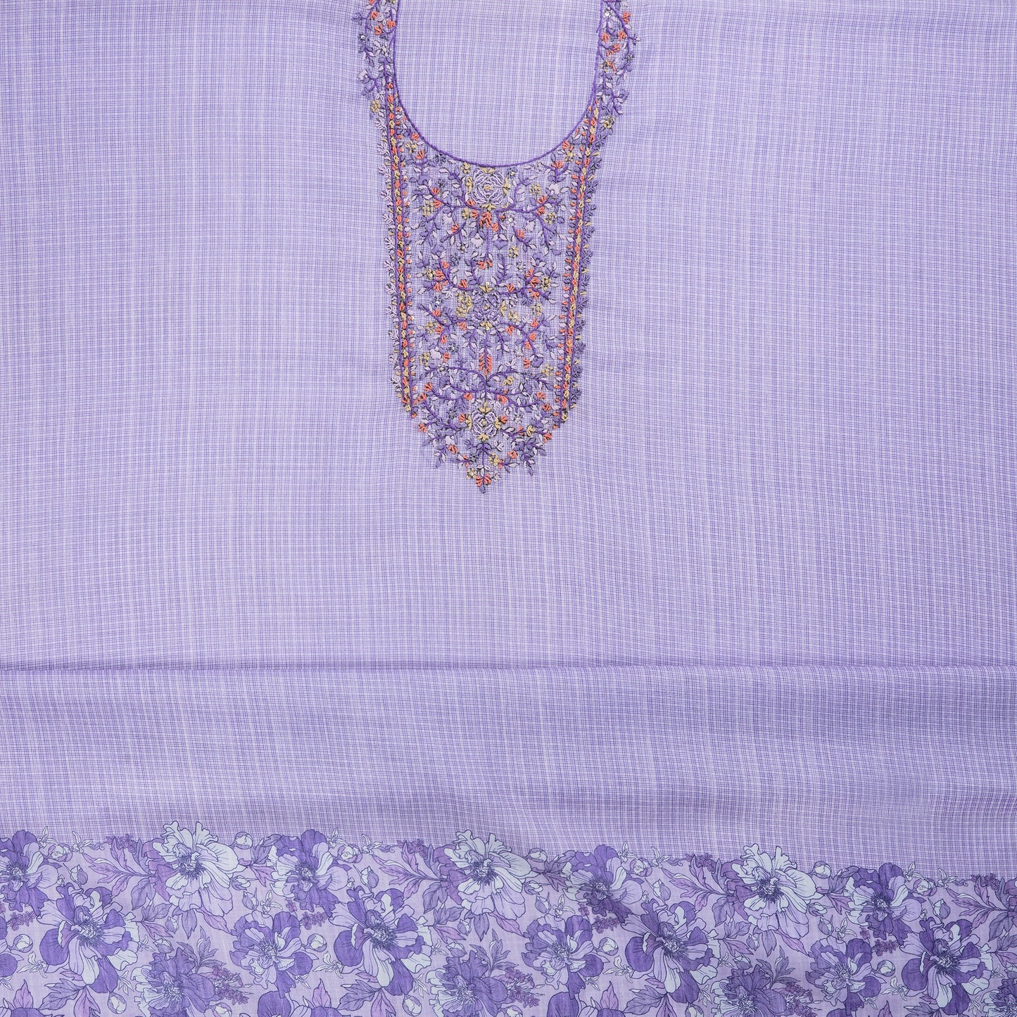 Javer Unstitched Dress Material for Women - Linen Kantha Work