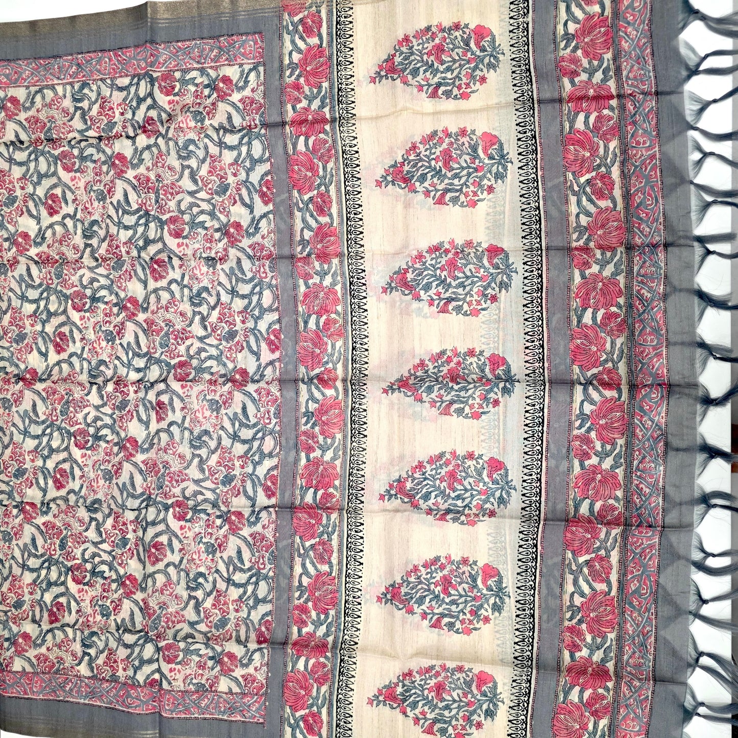 Javer Chanderi Silk Floral French Knots Dress Material for Women