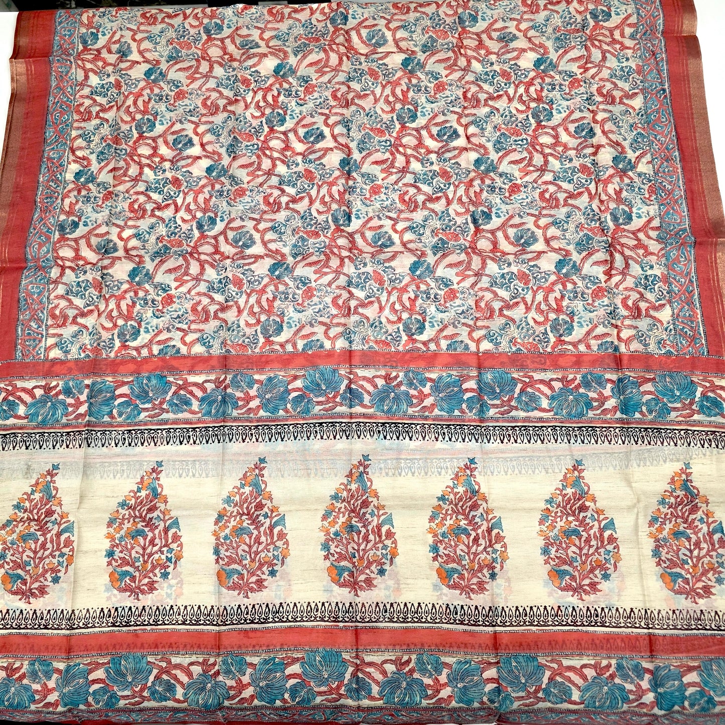 Javer Chanderi Silk Floral French Knots Dress Material for Women