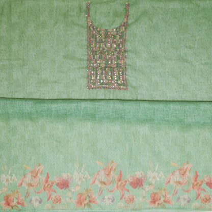 Javer Kota Silk French Knots & Mirror Work Unstitched Suit Set for Women