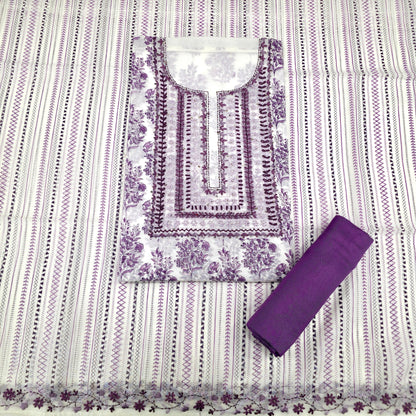 Javer Chanderi Silk Floral French Knots Dress Material for Women