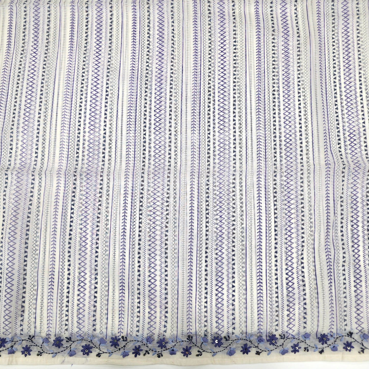 Javer Chanderi Silk Floral French Knots Dress Material for Women