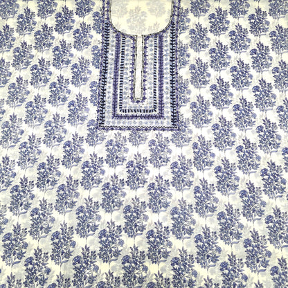 Javer Chanderi Silk Floral French Knots Dress Material for Women