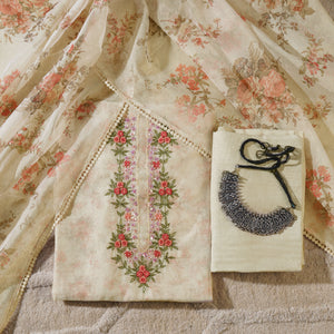  - Javer Tissue Silk Floral Sequence Work Unstitched Suit Set for Women