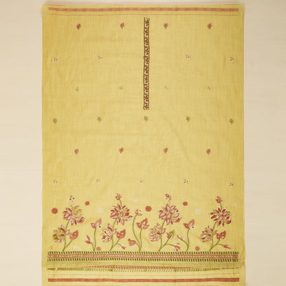 Javer Chanderi Silk Floral French Knots with Jamdani Weave dupatta Unstitched Suit Set