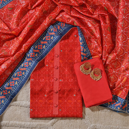 Javer Patola Chanderi Silk Mirror Work Dress materials for Women