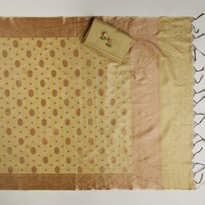 Javer Tissue Silk Banarasi Woven Zari Work Unstitched Dress Material