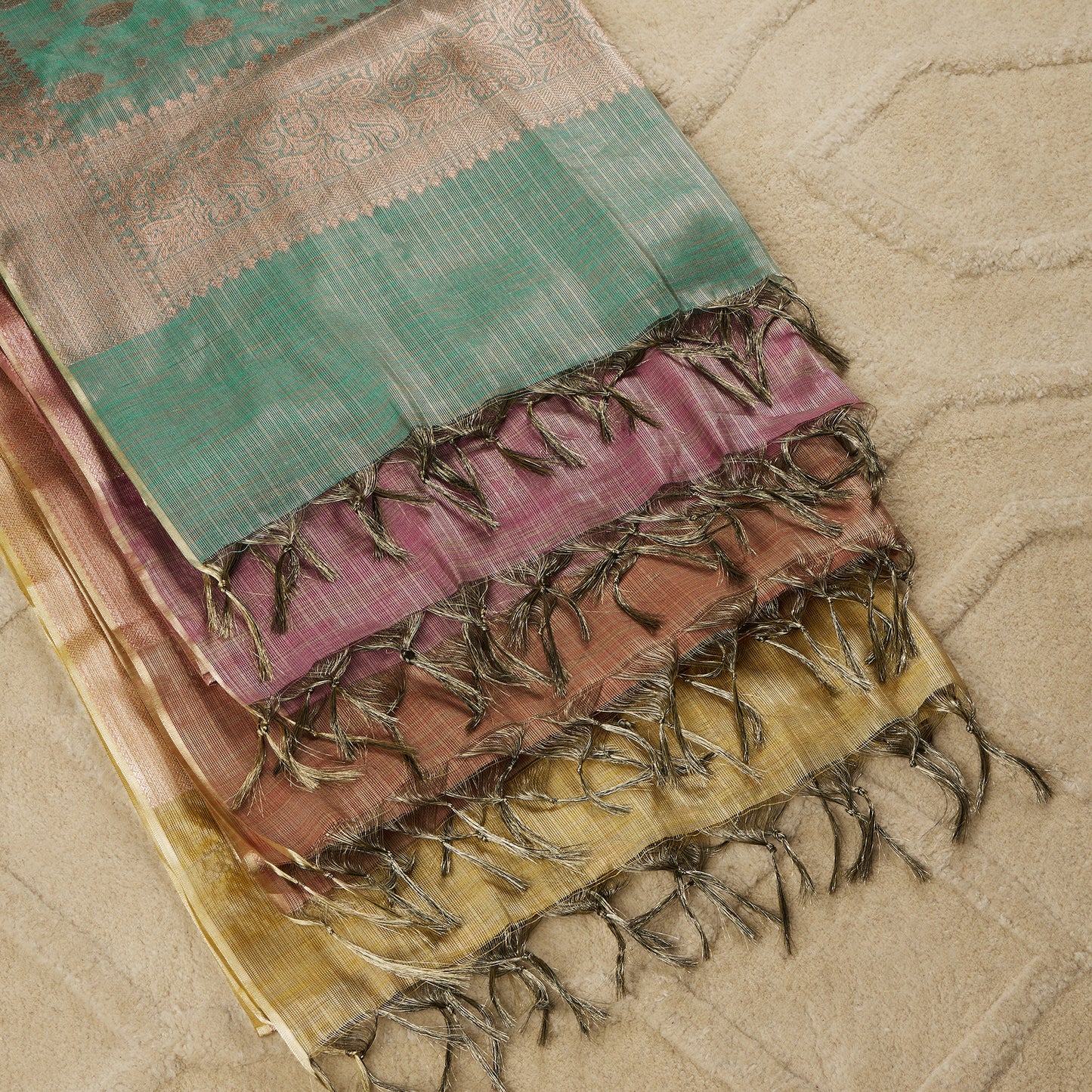 Javer Tissue Silk Banarasi Woven Zari Work Unstitched Dress Material