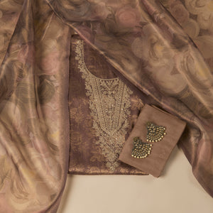  - Javer Floral Tissue Silk Zardosi Work Unstitched Suit Set for Women