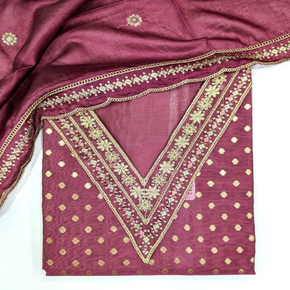 Javer Unstitched Suit Set for Women - Chanderi Silk Banarasi Woven