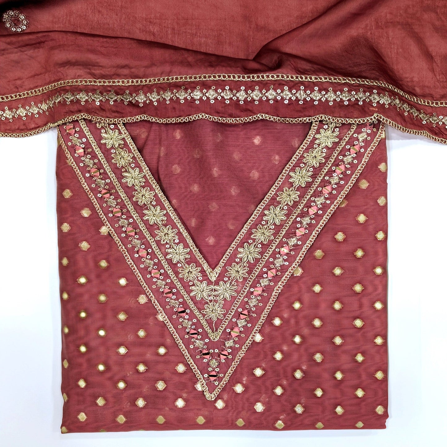 Javer Unstitched Suit Set for Women - Chanderi Silk Banarasi Woven