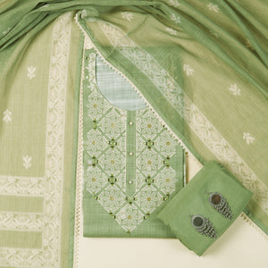  - Javer Kota Silk Mirror & Thread Work Buttis Unstitched 3pcs Suit Set for Women