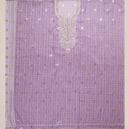 Javer Kota Silk Mirror & Floral Thread Work Unstitched 3pcs Suit Set for Women