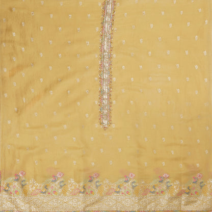 Javer Unstitched Dress Material for Women - Banarasi Silk Golden Foil Beaded