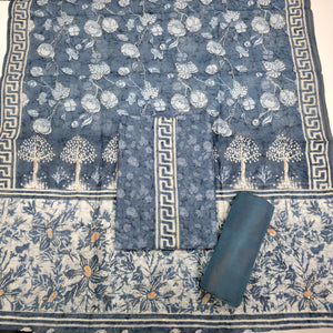  - Javer Chanderi Silk Kantha Work Dress Material for Women